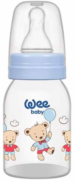 Biberon Wee Baby Classic - 125 ml, albastru cu ursuleți