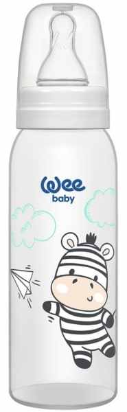 Biberon Wee Baby Classic - 250 ml, alb cu zebra