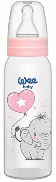 Biberon Wee Baby Classic - 250 ml, roz cu elefant