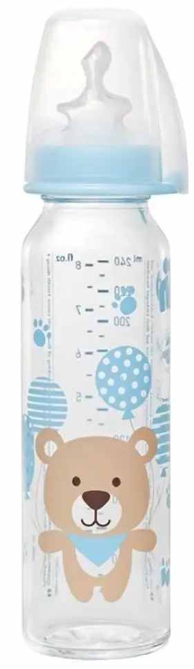 Biberon din sticlă pentru copii NIP - Flow M, 0-6 l, 250 ml, boy