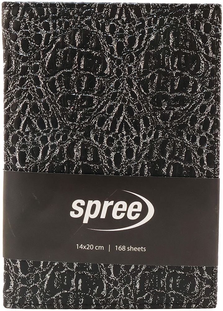 Carnețel Spree - Black Silver, cu bandă, 168 foi