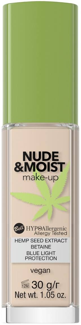Bell HYPOAllergenic Fond de ten hidratant  Nude &amp; Moist, 02, 30 g