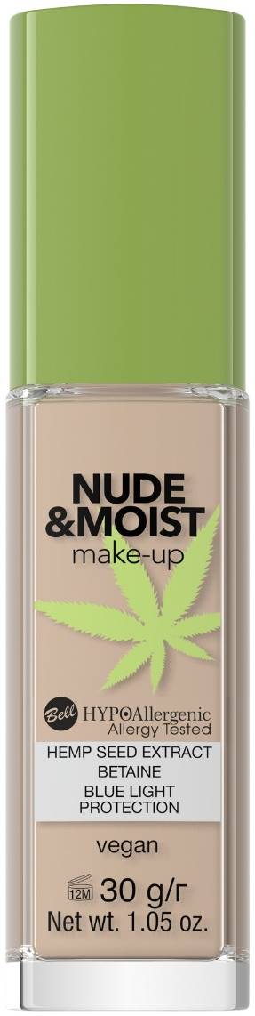 Bell HYPOAllergenic Fond de ten hidratant  Nude &amp; Moist, 04, 30 g