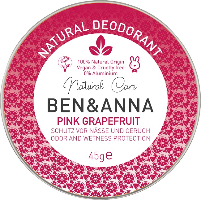 Ben &amp; Anna Cremă deodoranta naturală Pink Grapefruit, 45 g