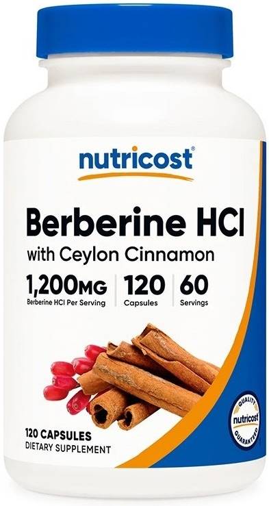 Berberine HCI with Ceylon Cinnamon, 120 capsule, Nutricost