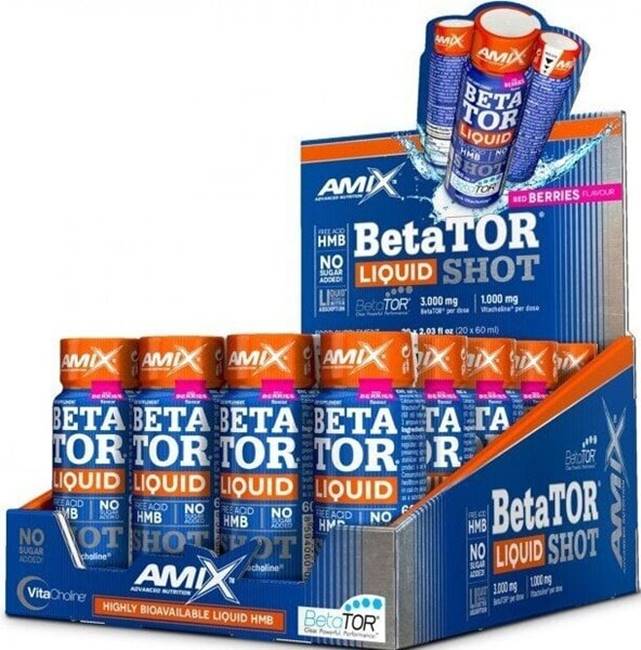 BetaTOR Liquid Shot Box, fructe de pădure roșii, 20 shoturi, Amix