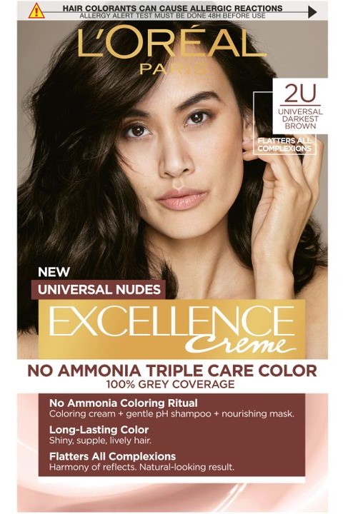 L'Oréal Excellence Vopsea fără amoniac, 2U Universal Darkest Brown