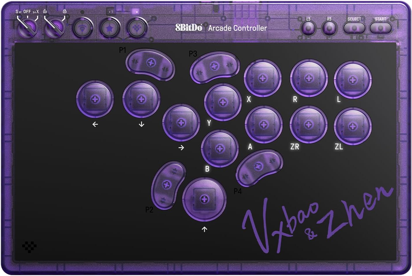 Controler wireless  8BitDo - Arcade, negru/violet  (Nintendo Switch/PC)