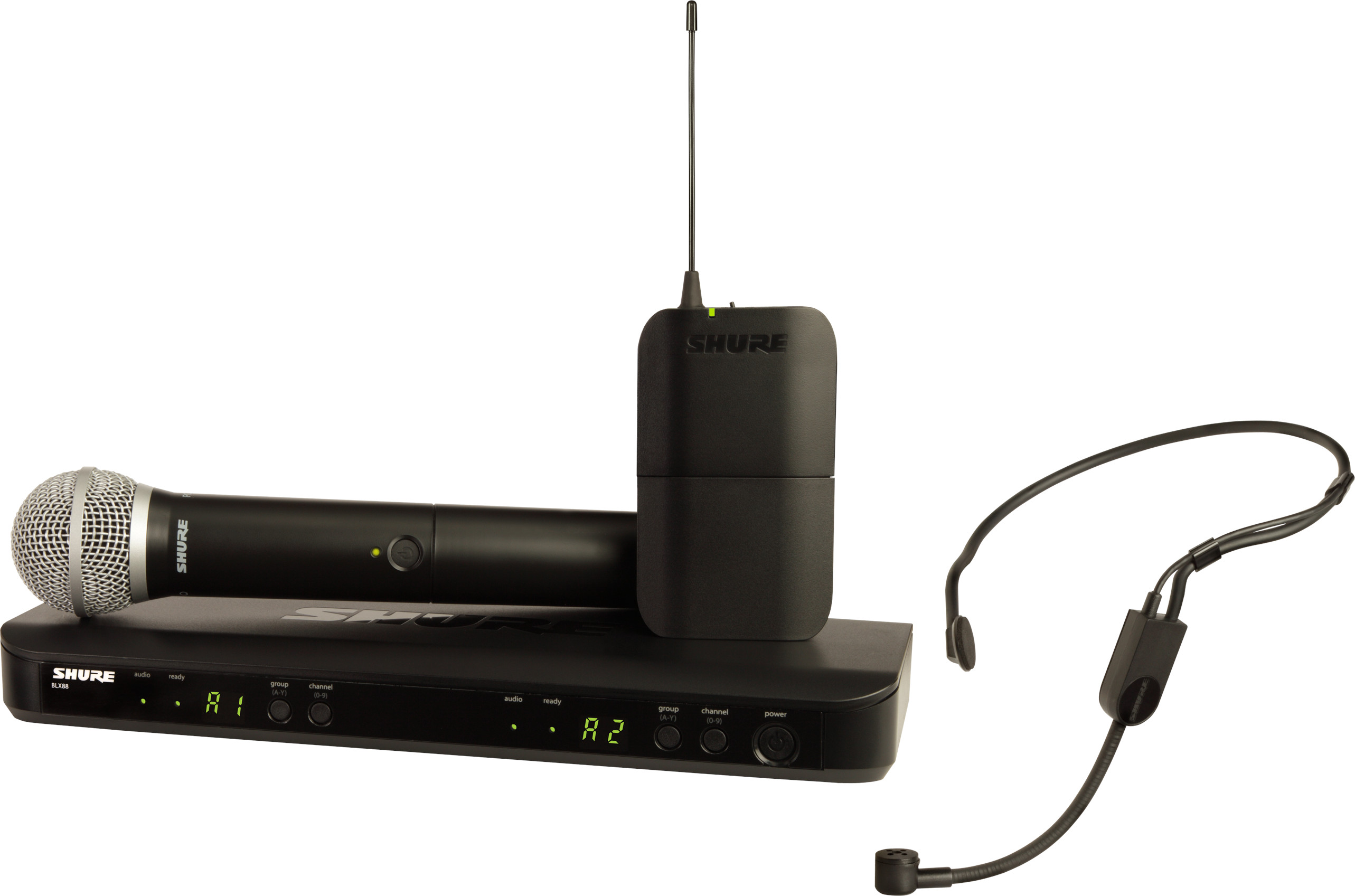 Sitem wireless combo cu microfon Shure - BLX1288E/P31, negru