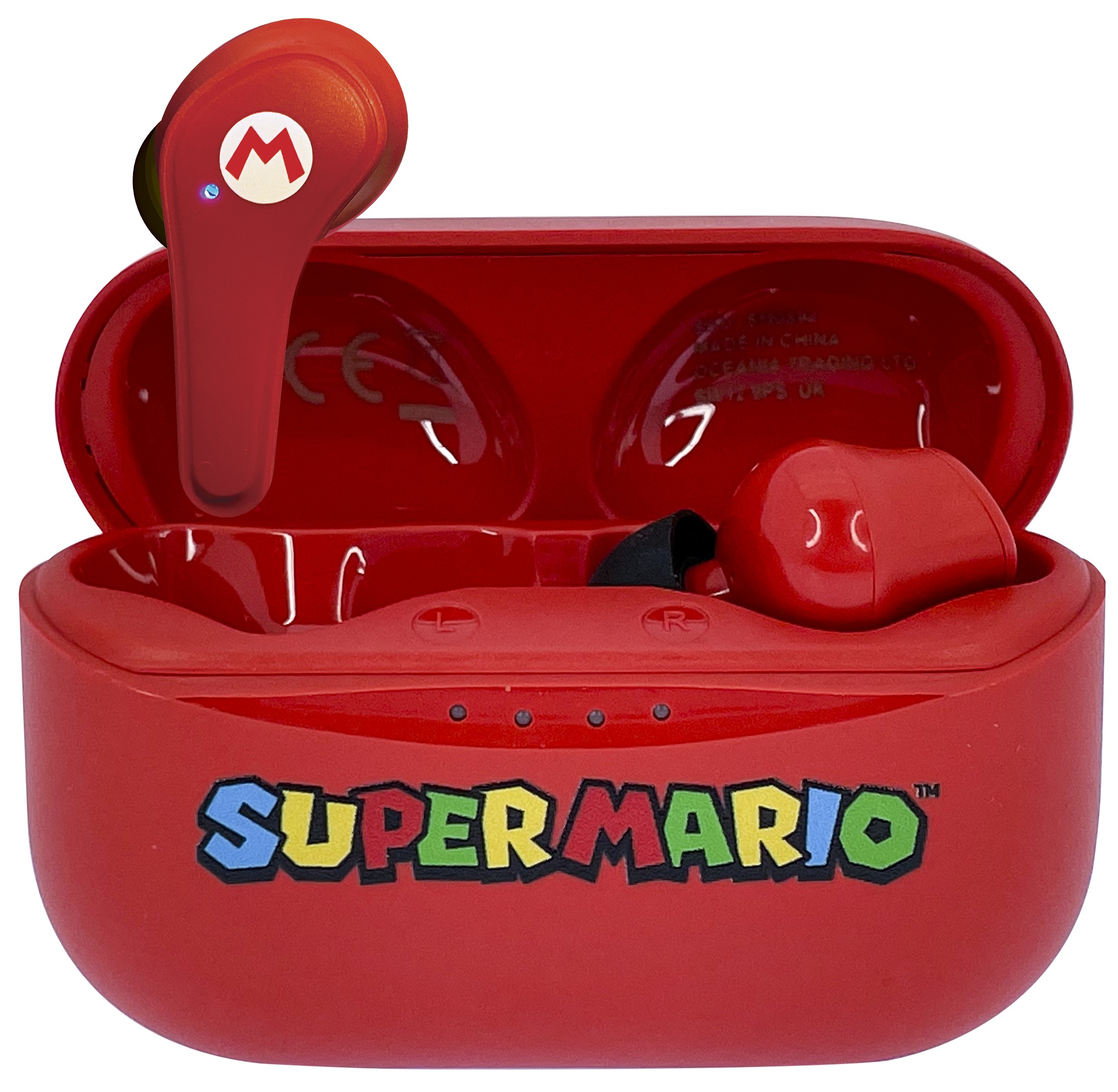 Căști pentru copii OTL Technologies - Super Mario, TWS, roșu/negru
