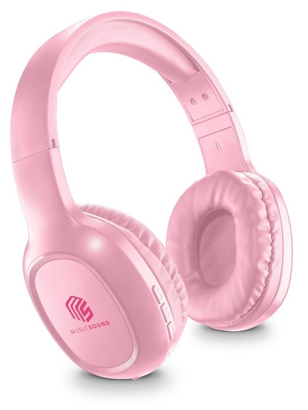 Căști wireless cu microfon Cellularline - Music Sound Basic, roz