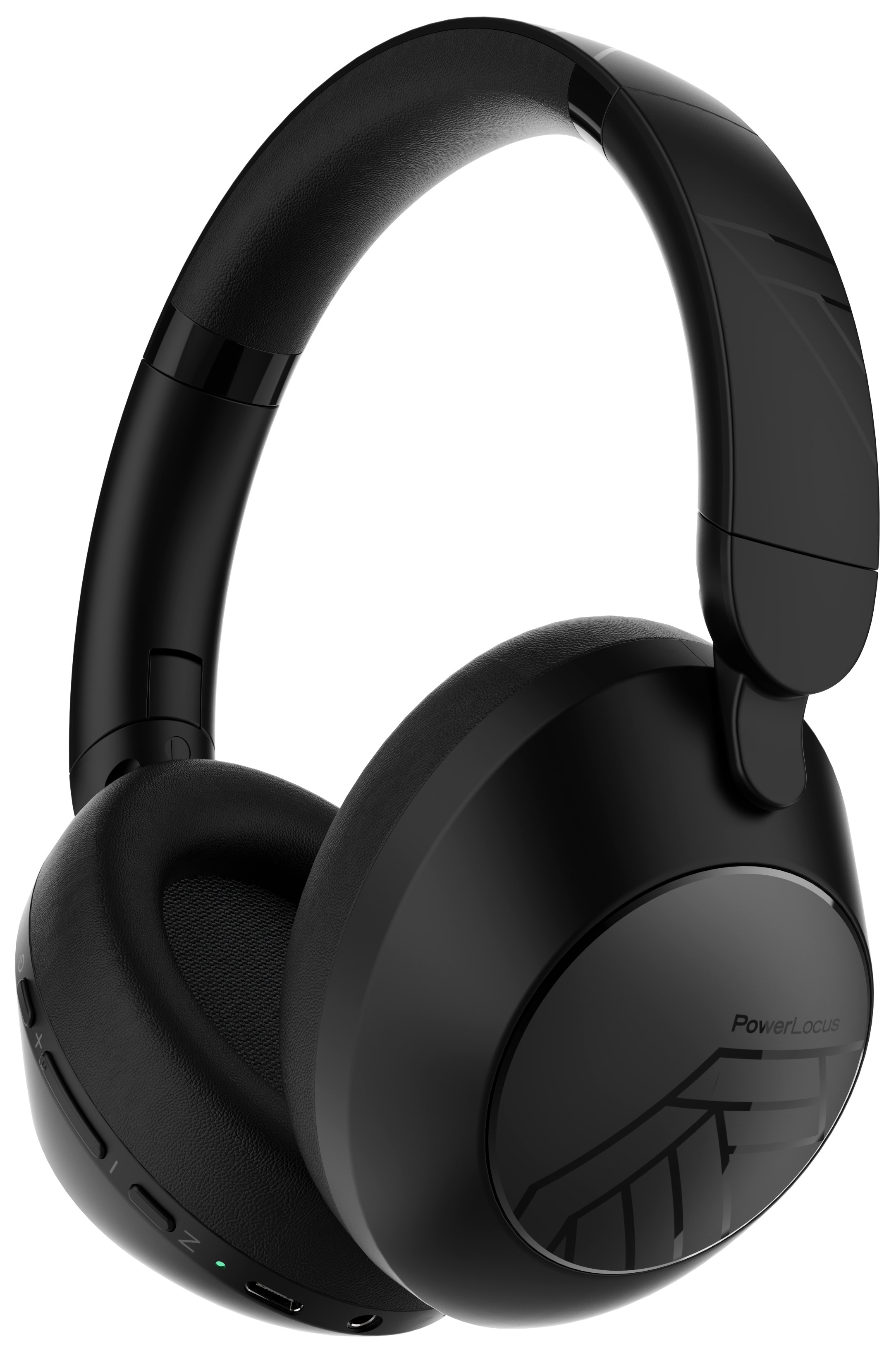 Căști wireless cu microfon Powerlocus - Moonfly 2023, ANC, negre