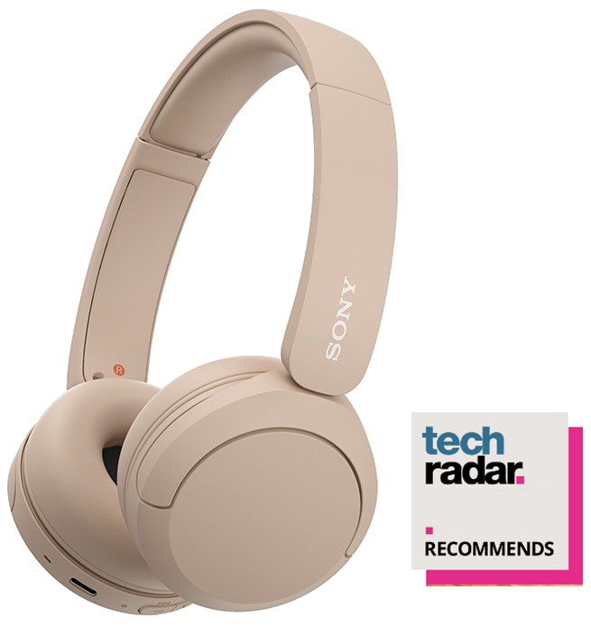 Căști wireless cu microfon Sony - WH-CH520, bej