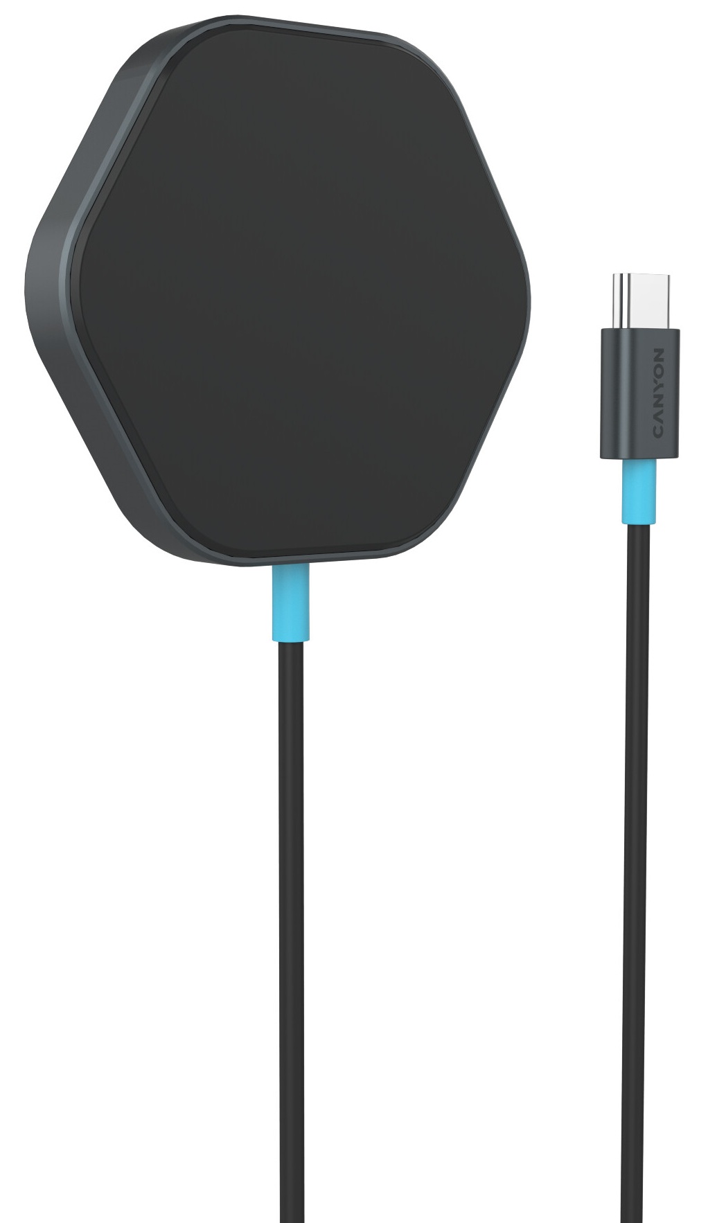 Încărcător wireless Canyon - Hexagon 110, 15W, Dark Grey/Blue