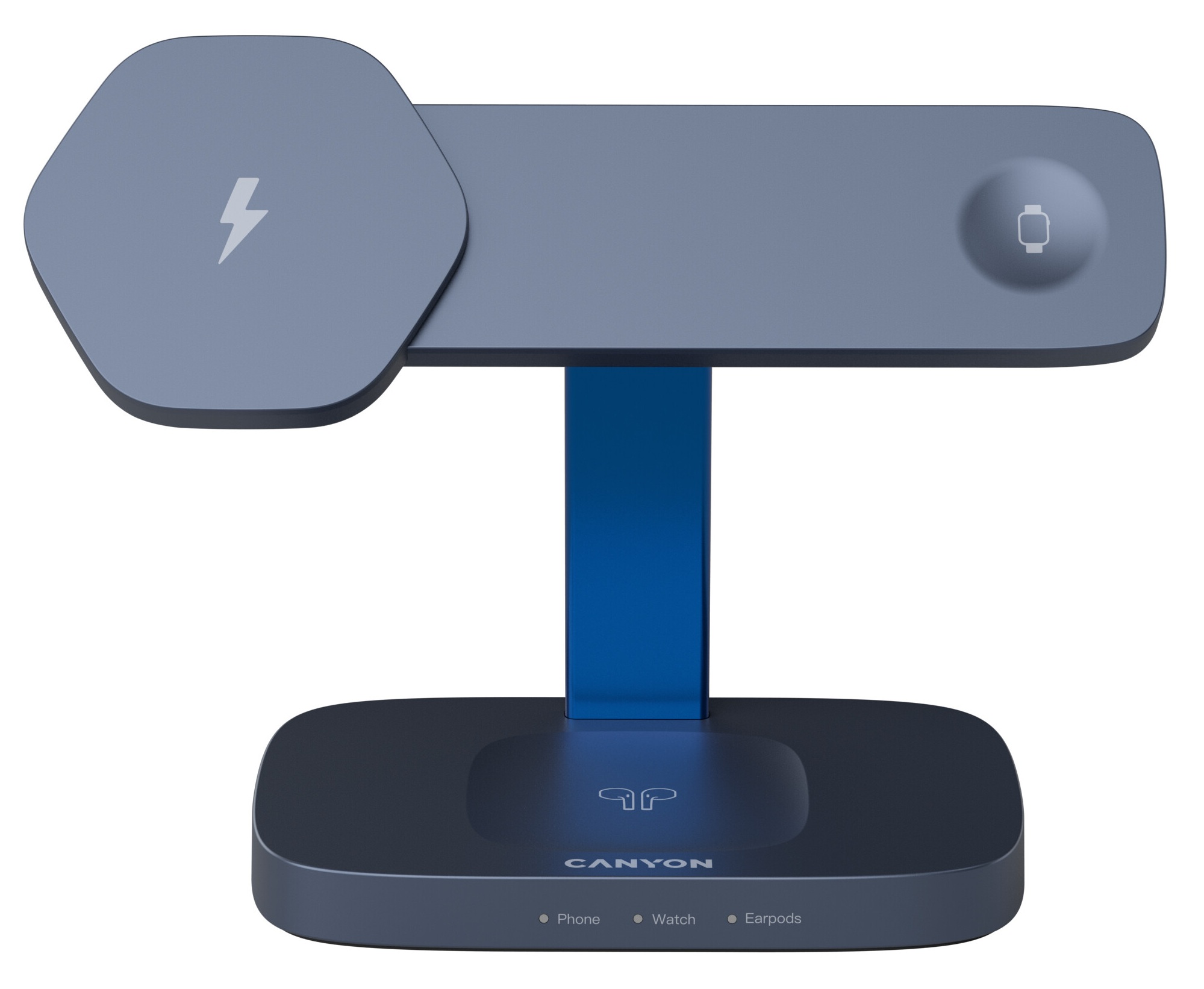 Încărcător wireless Canyon - Hexagon WCS-310 3-в-1, Dark Grey/Blue