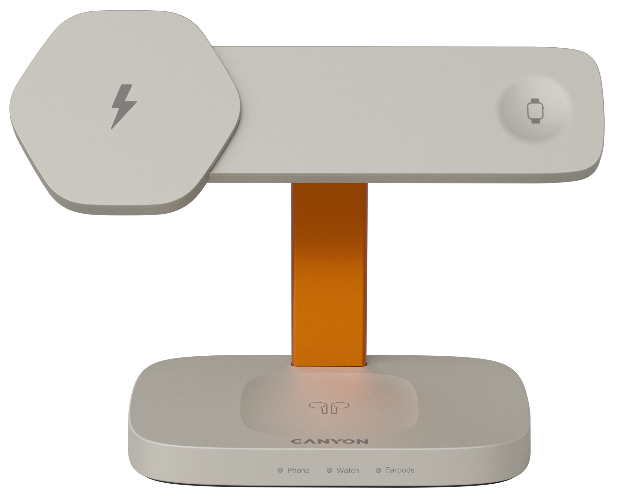 Încărcător wireless Canyon - Hexagon WCS-310 3-в-1, LightGrey/Orange