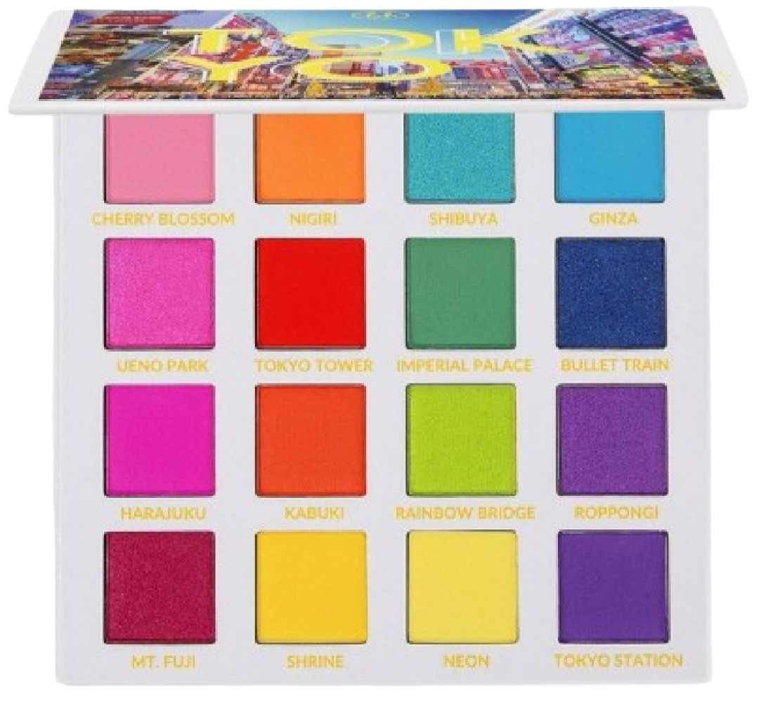 BH Cosmetics Paletă de farduri de pleoape Trendy In Tokyo, 16 culori