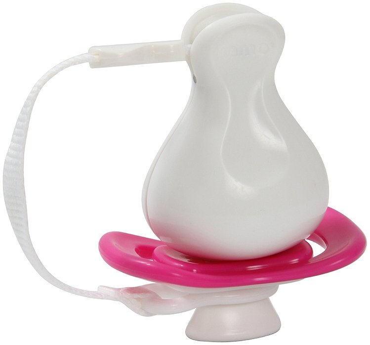 Suzeta cu clips si cutie iiamo - String+peace, 0-6 luni, roz