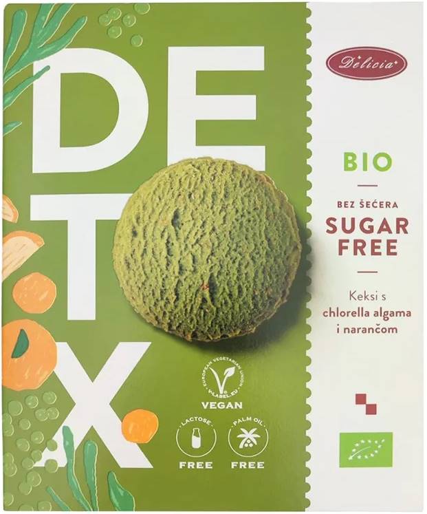 Fursecuri organice cu chlorella și coajă de portocală, 125 g, Delicia