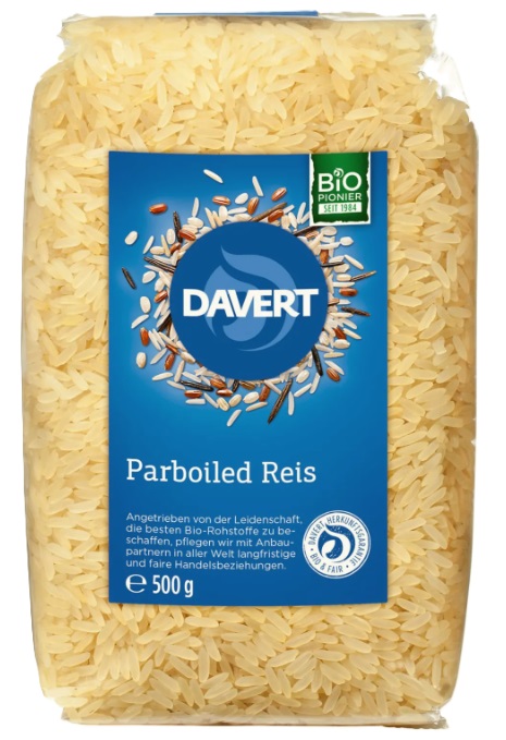 Orez organic opărit, 500 g, Davert