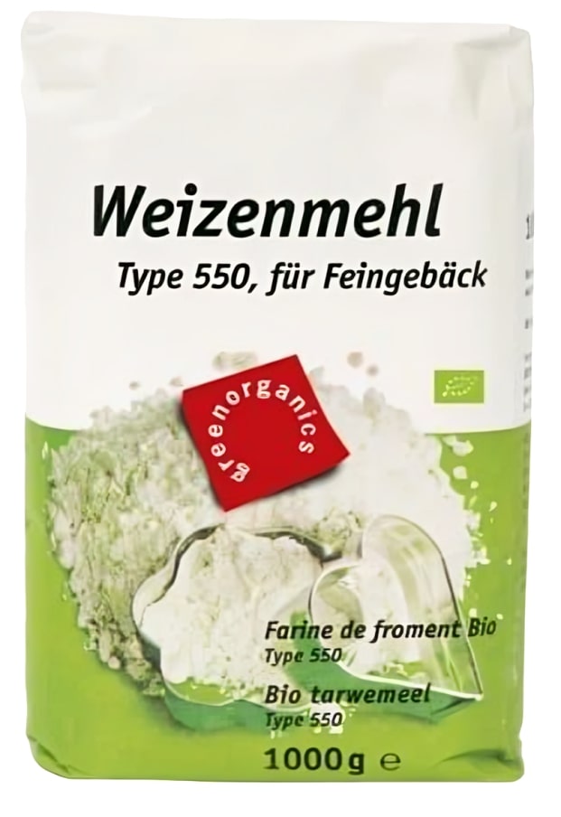 Făină de grâu organică, alb, tip 550, 1 kg, Green