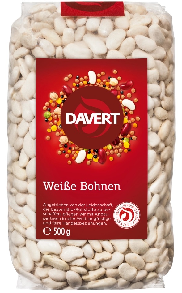 Fasole albă organică, 500 g, Davert