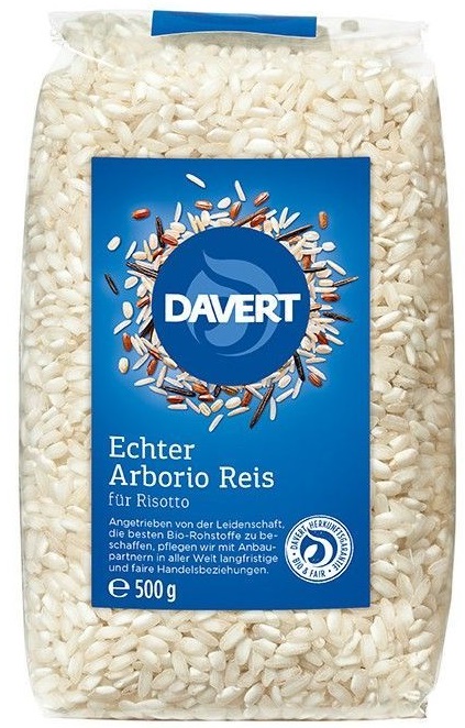 Orez Arborio alb bio, pentru risotto, 500 g, Davert