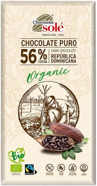 Ciocolata Neagra BIO 56% Cacao, 100 g, Chocolates Sole - imagine 3
