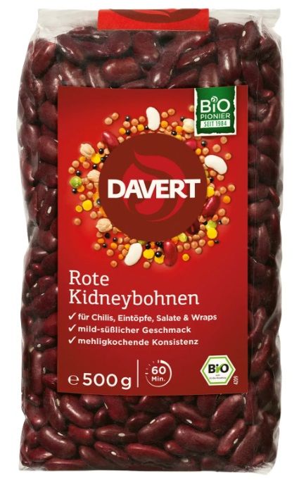 Fasole roșie organică, 500 g, Davert