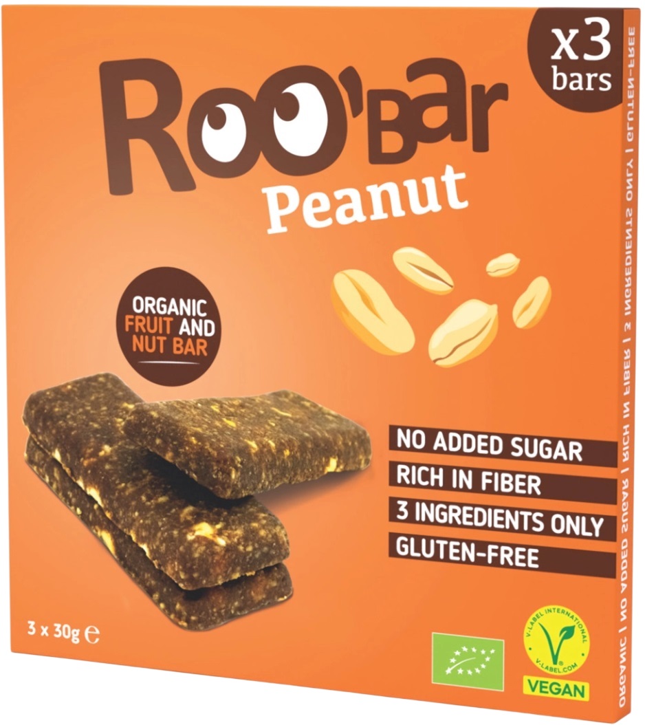 Baton bio cu arahide, 3 x 30 g, Roobar