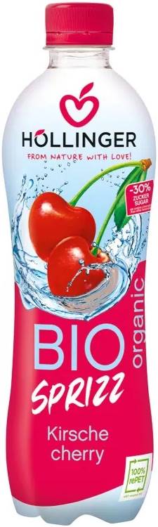 Băutură carbogazoasă organică cu vișine, 500 ml, Hollinger
