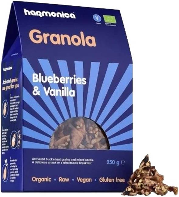 Granola bio cu afine și vanilie, 250 g, Harmonica