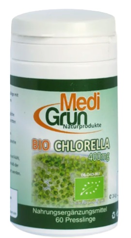 Chlorella organică, 400 mg, 60 tablete, Medi Gruen
