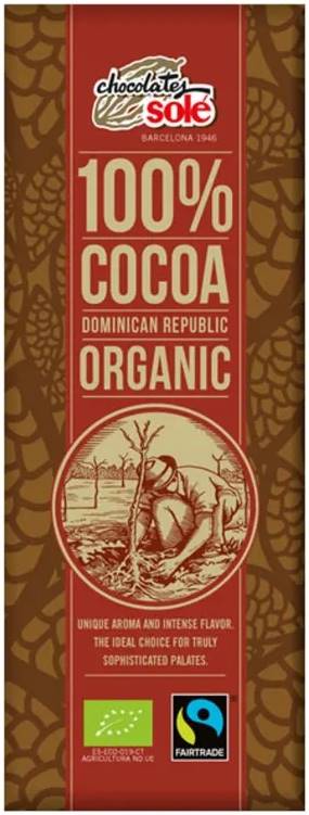 Masa de cacao organica, 100% cacao, 25 g, Chocolates Solé