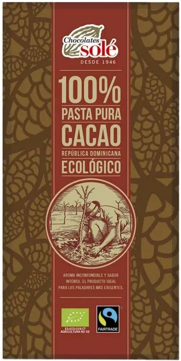 Ciocolata Neagra BIO, 100% Cacao, 100 g, Chocolates Sole - imagine 2