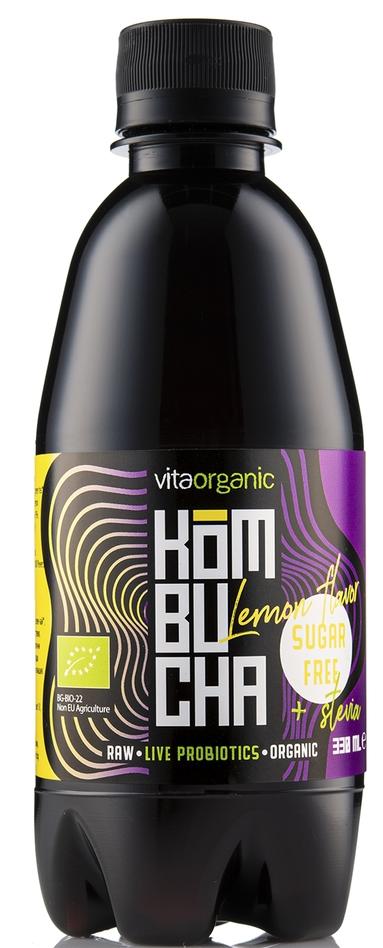Bio kombucha fără zahăr, lămâie, 330 ml, Vita Organic