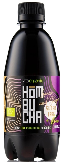 Bio kombucha fără zahăr, lămâie și ghimbir, 330 ml, Vita Organic
