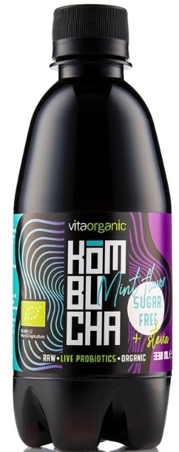 Bio kombucha fără zahăr, mentă, 330 ml, Vita Organic