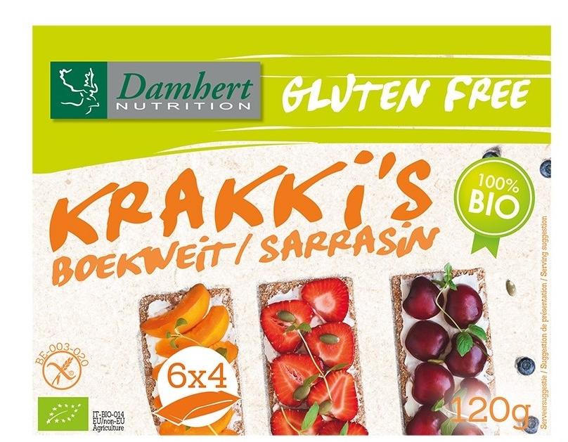 Crackers bio din hrișcă și orez, fără gluten, 120 g, Damhert