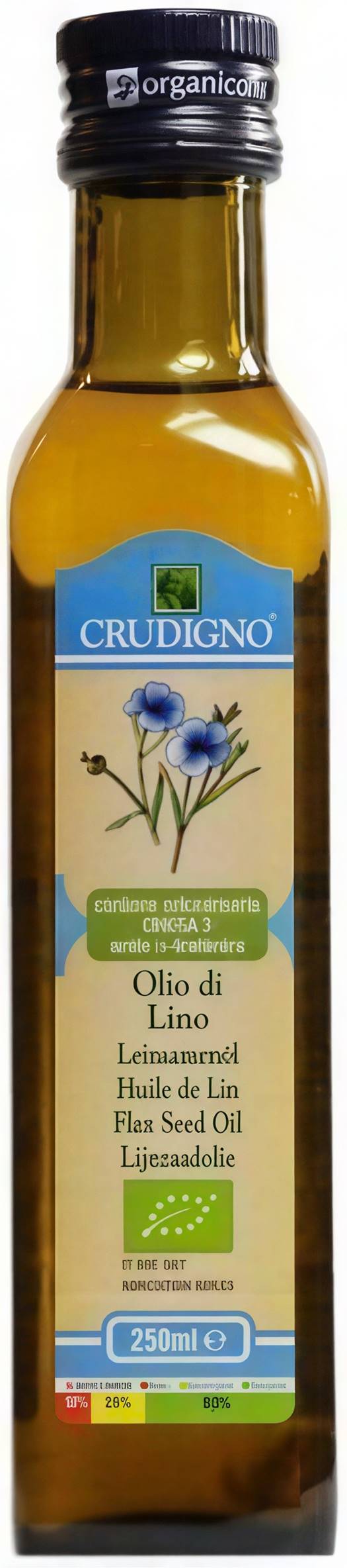 Ulei bio de in, 250 ml, Crudigno