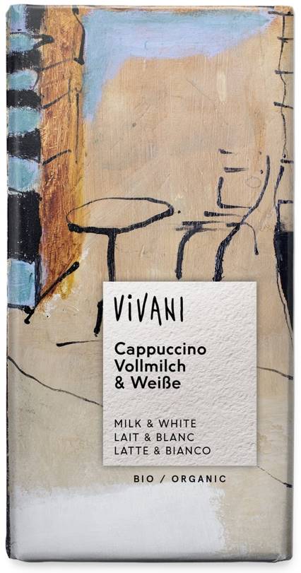 Ciocolată cu lapte organică cu cappuccino, 100 g, Vivani