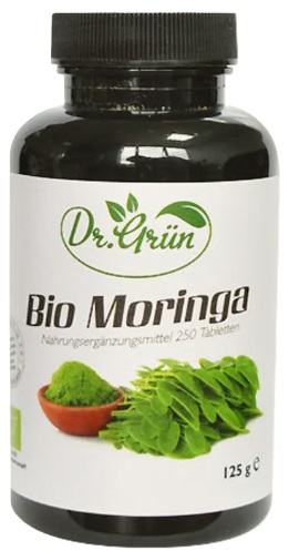 Moringa organică, 500 mg, 250 tablete, Dr. Gruen