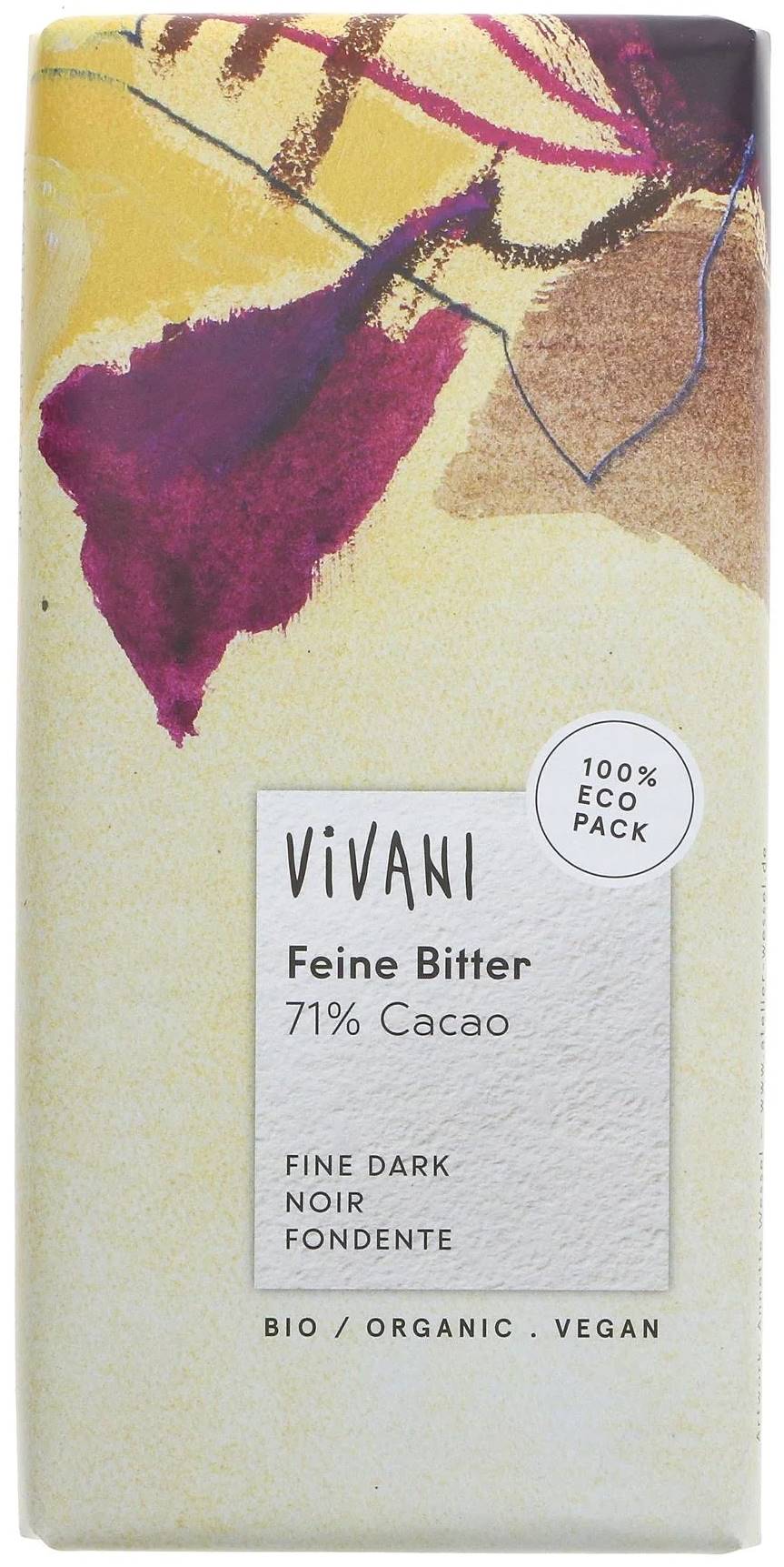 Ciocolată naturală organică, 71% cacao, 100 g, Vivani