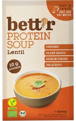 Supă proteică bio, linte roșie, 30 g, Bett'r