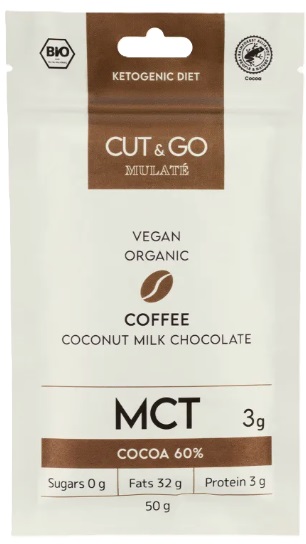 Ciocolată organică cu lapte de cocos și cafea, 50 g, Mulate