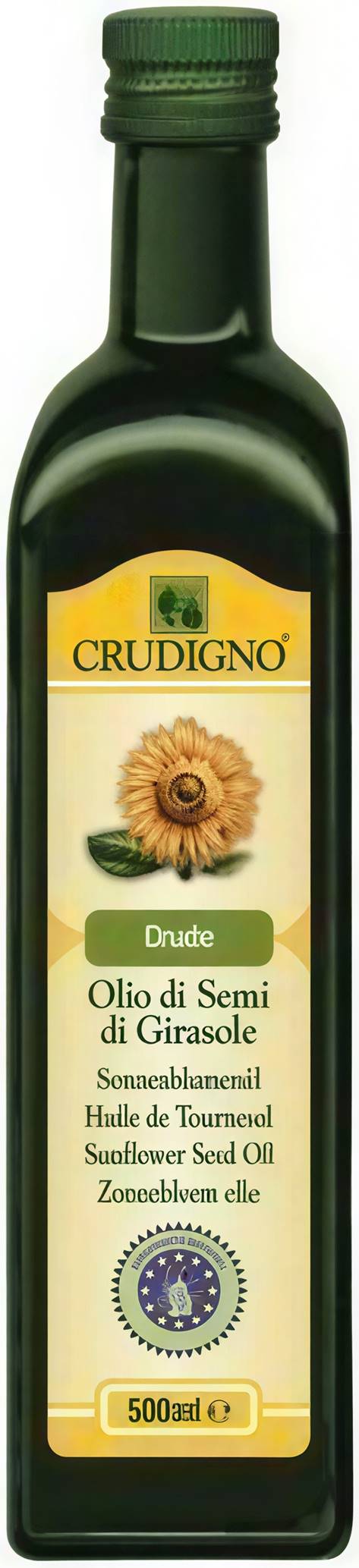 Ulei bio de floarea-soarelui, 500 ml, Crudigno