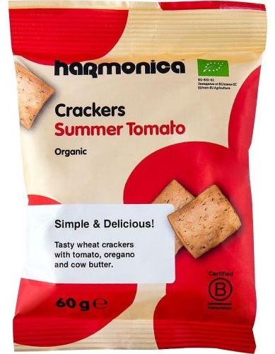Biscuiți bio sărați cu roșii și oregano, 60 g, Harmonica