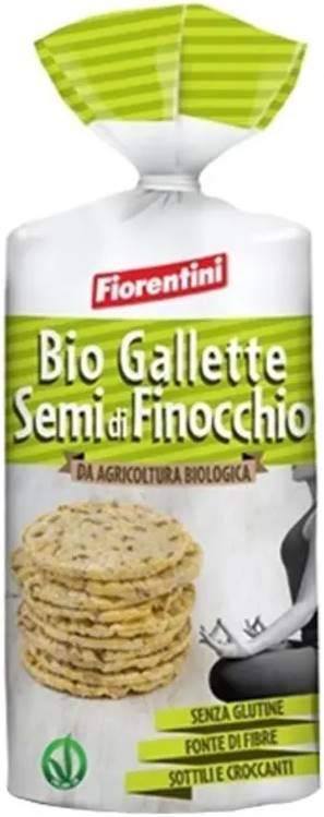 Gustări organice din porumb cu semințe de fenicul, 120 g, Fiorentini