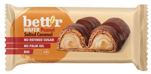 Bară bio cu foi, arahide și caramel sărat, 33 g, Bett'r