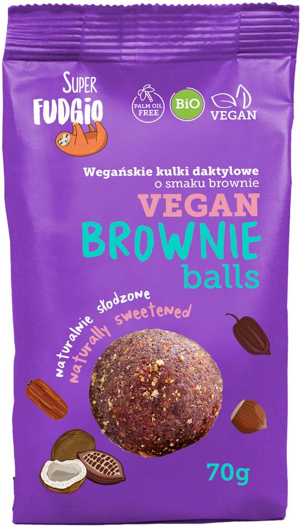 Puzzle Super Fudgio 70 g - Bomboane vegane bio din curmale, brownie